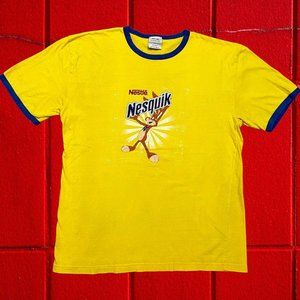 Vintage Nestle Nesquik Bunny XL Yellow / Blue Promotional T Shirt 90s